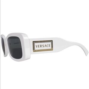 VERSACE square sunglasses in white with logo